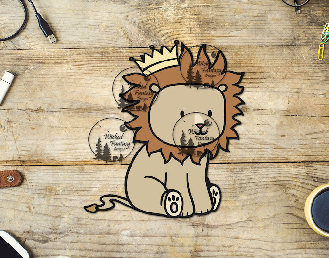 UVDTF Cute Lion King Sitting Crown 1pc