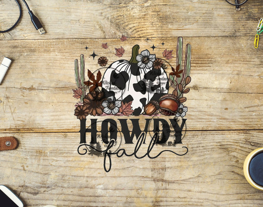 UVDTF Howdy Fall Cow Print Pumpkin