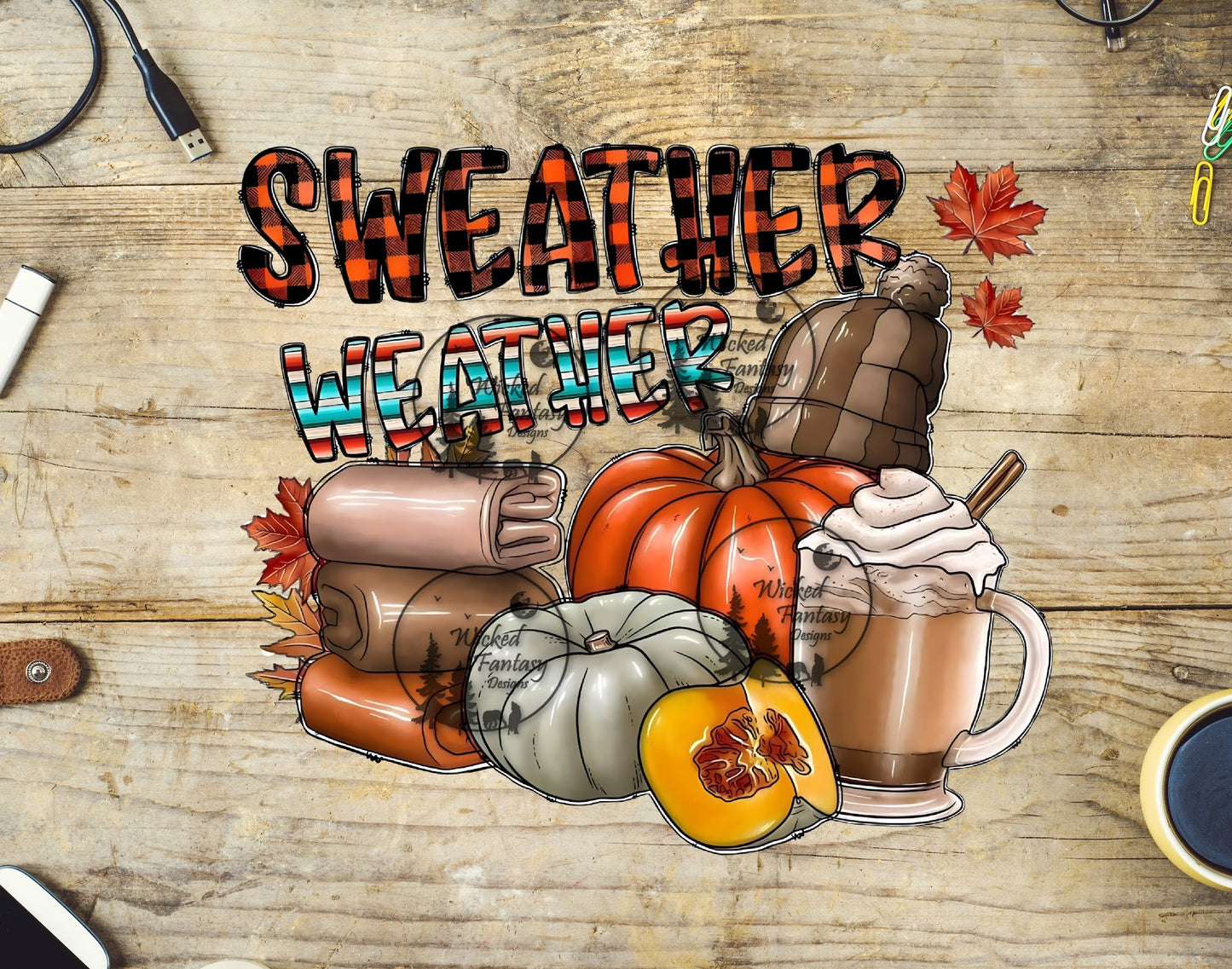 UVDTF Sweater Weather Pumpkins Plaid