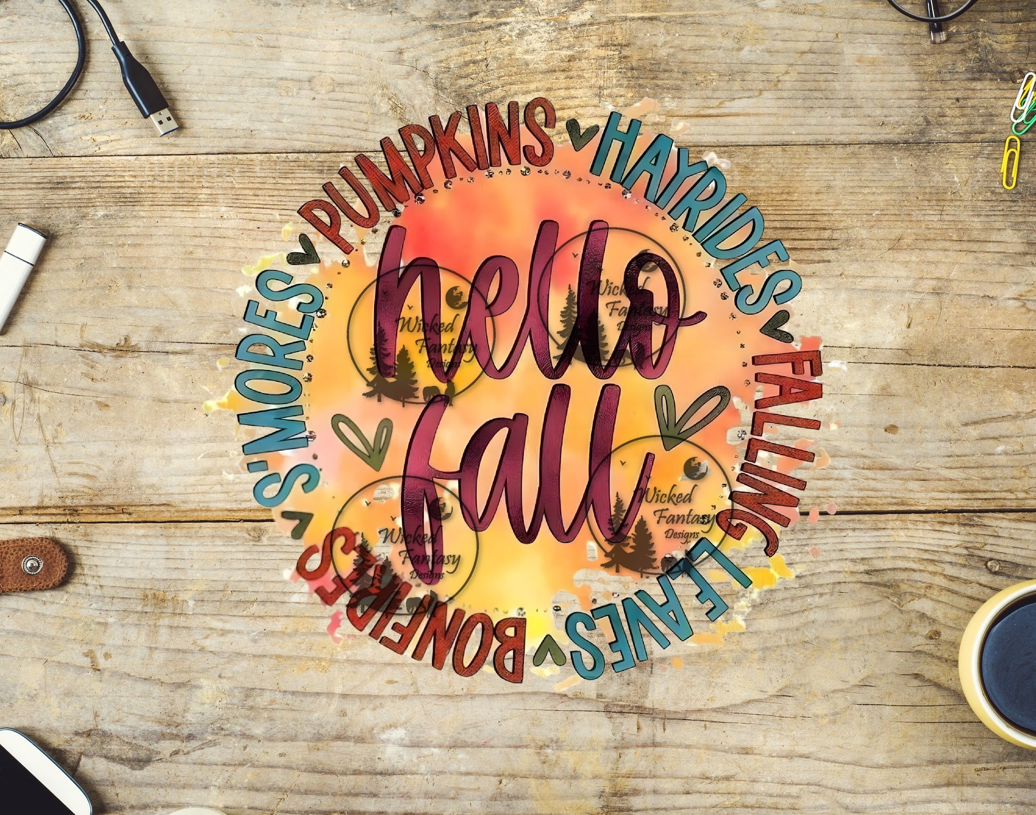 Hello Image Hay Rides UVDTF Hello Fall Pumpkins Hayrides Bonfires – Wicked Fantasy Designs