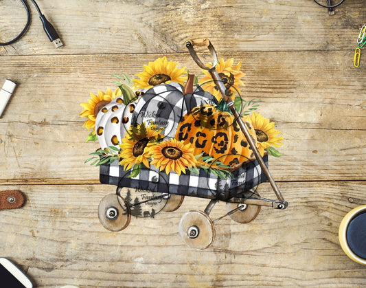 UVDTF Pumpkins and Sunflowers in a Wagon