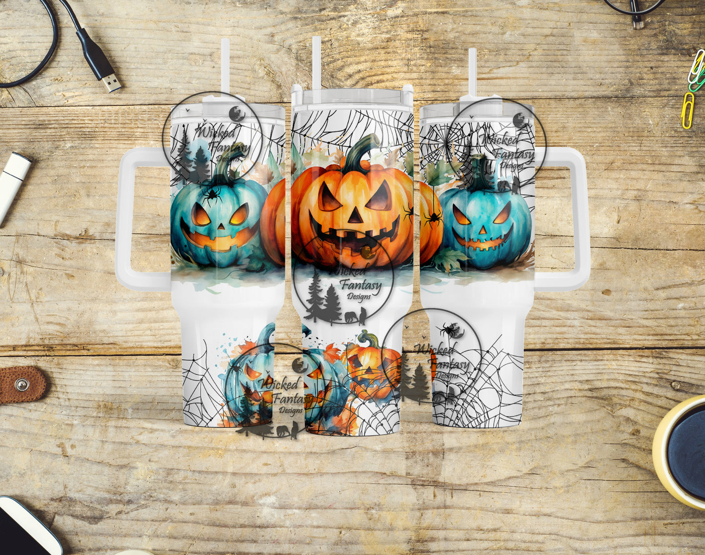 UVDTF Decal Element 40oz Tumbler Wrap Jack O' Lanterns and Webs