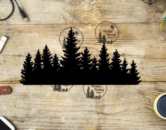 UVDTF Decal Tumbler Element Pine Tree Border Black 10"