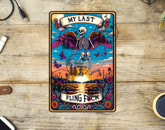 UVDTF My Last Flying F*** Pink Wings Tarot Card