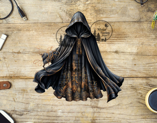 UVDTF Floating Black Filagree Cloak