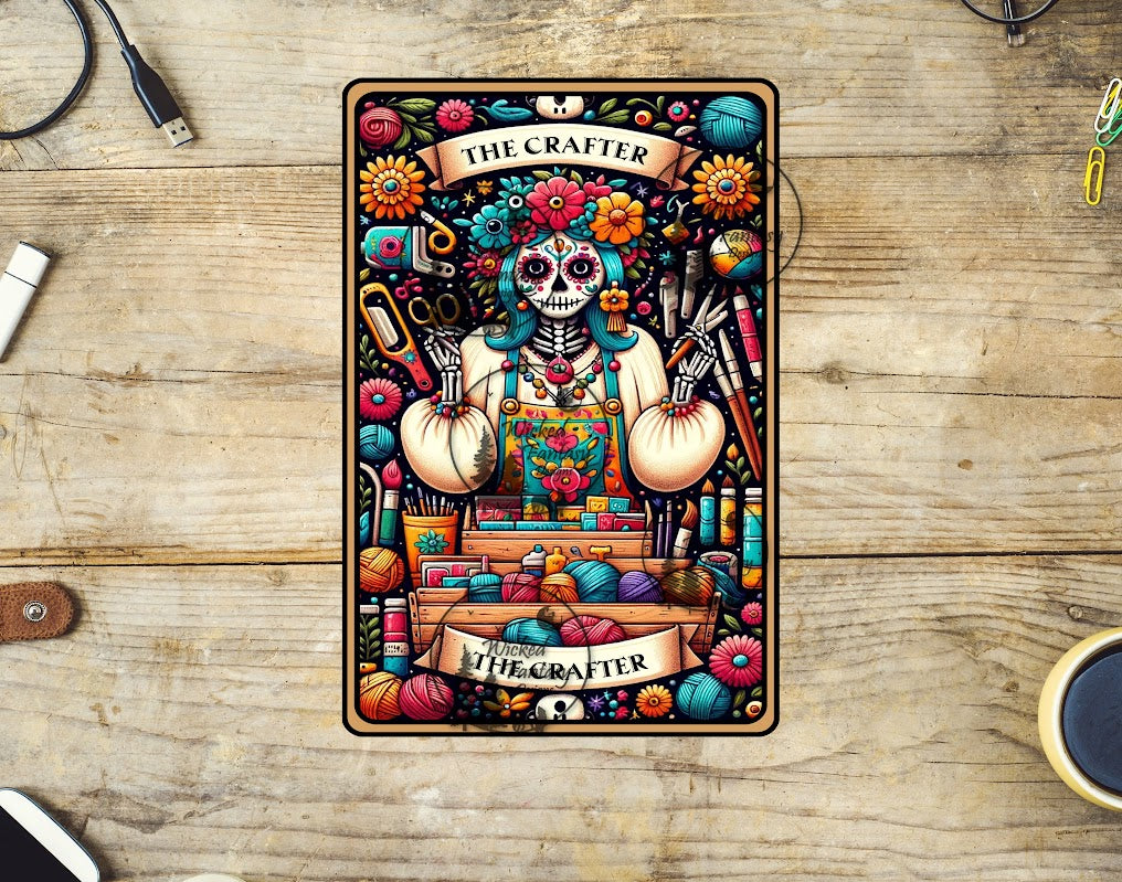 UVDTF The Crafter Lady Skeleton Tarot Card