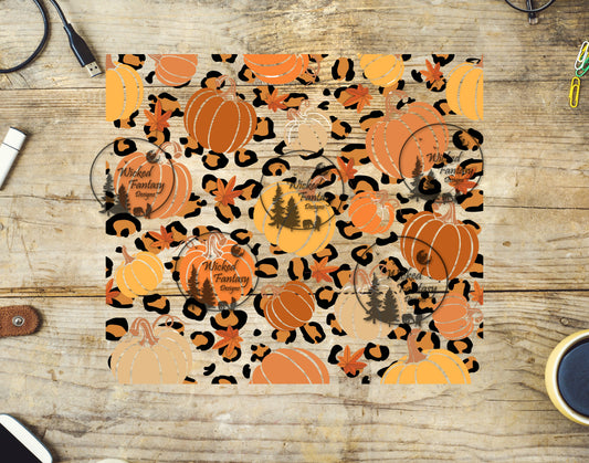 UVDTF Pumpkins and Leopard Print Tumbler Wrap 20oz 30oz Element