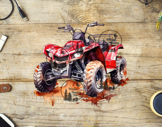 UVDTF Red ATV Dripping Mud