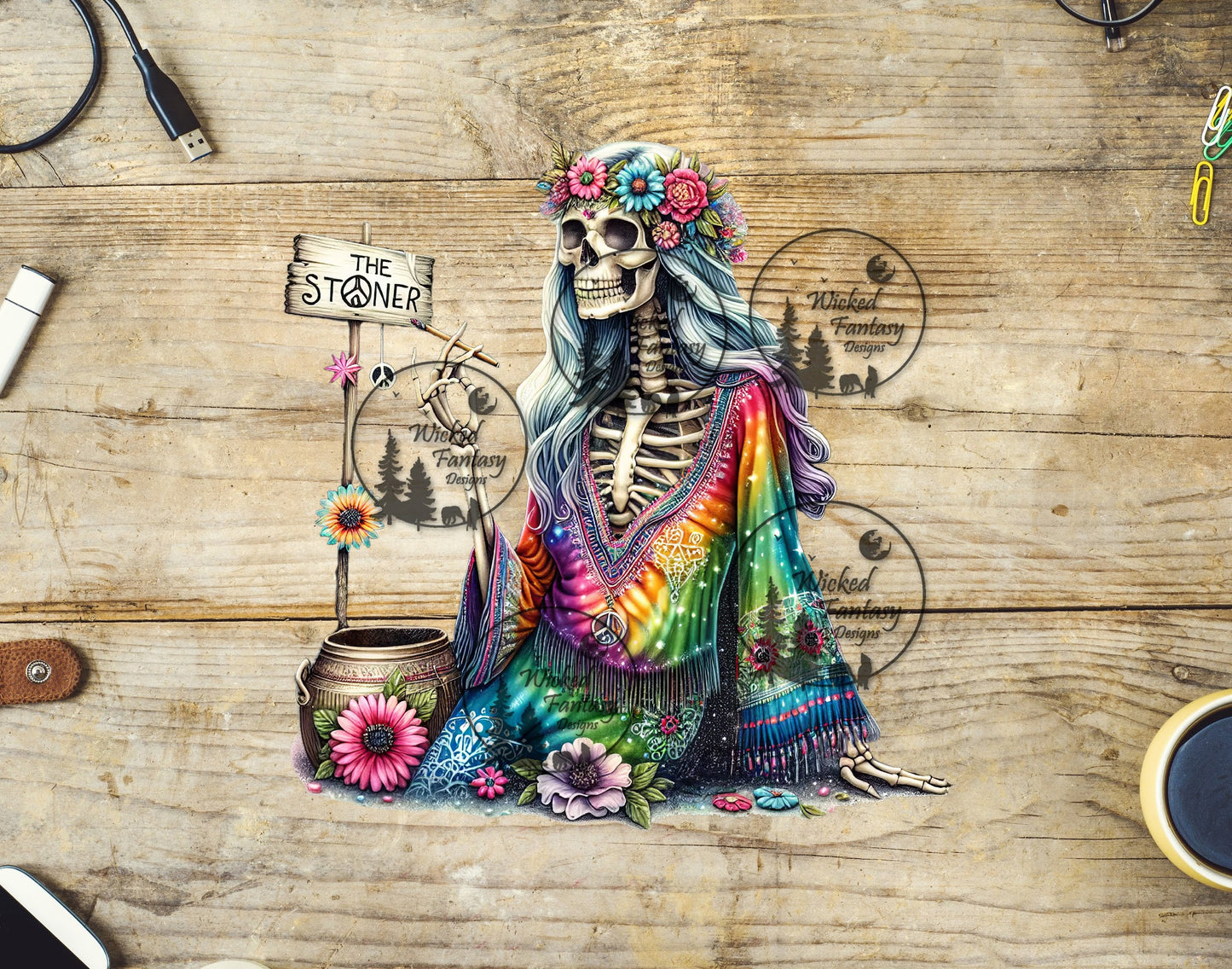 UVDTF The Stoner Hippie Skeleton