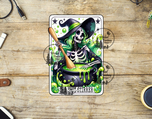 UVDTF The Sh*t Stirrer Witch Tarot Card