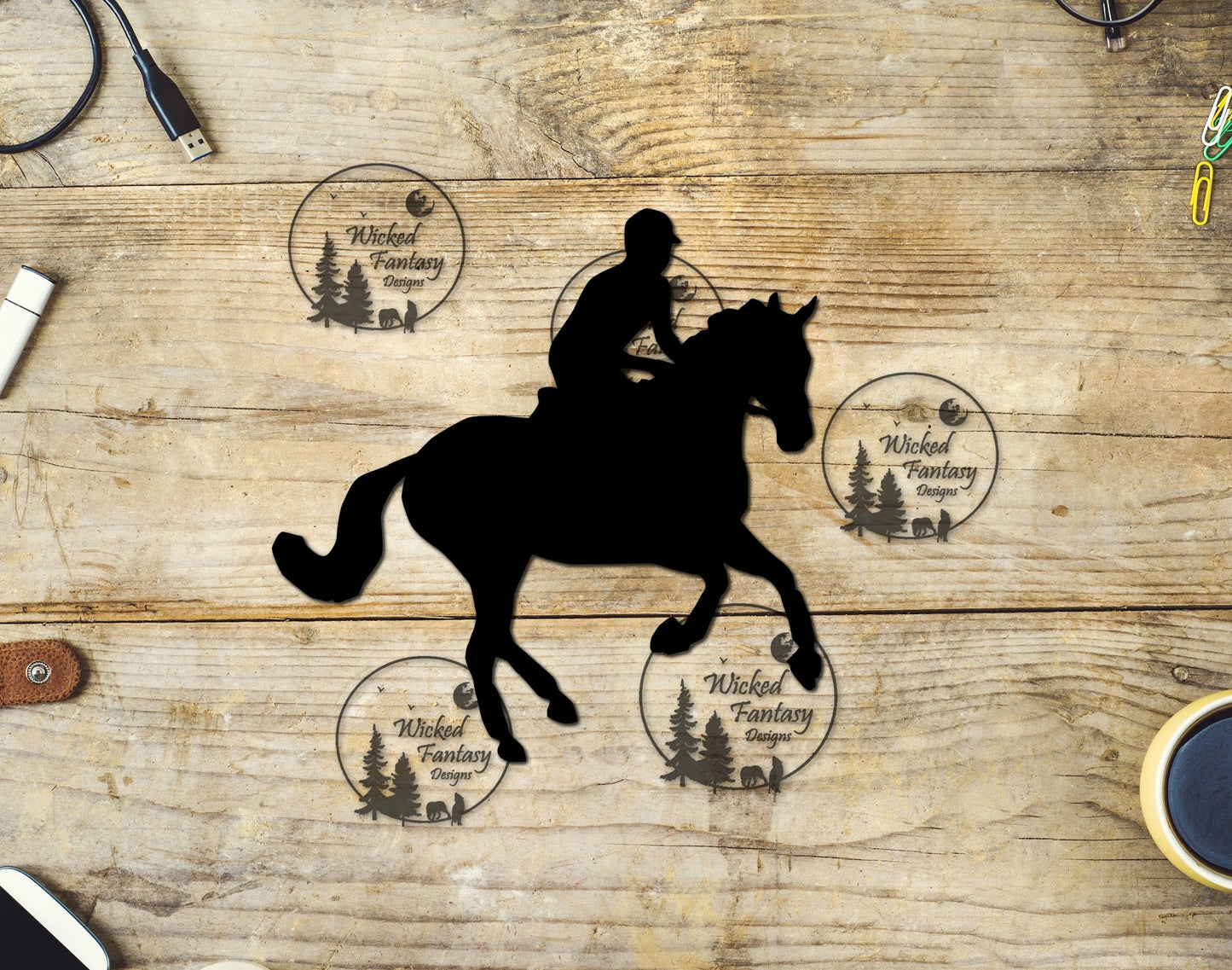 UVDTF Horse and English Rider Silhouette