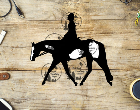 UVDTF Pinto Hunter Equitation Horse Silhouette