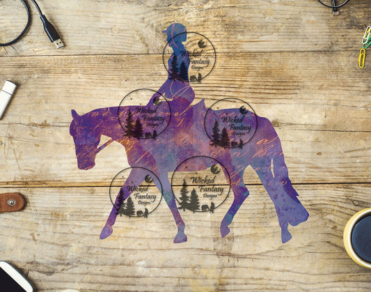 UVDTF Purple Hunter Horse Silhouette