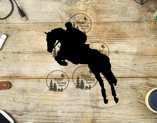 UVDTF Jumping Horse and Rider Silhouette