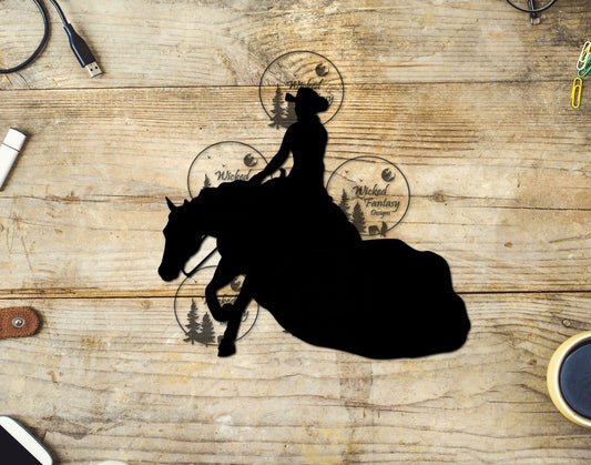 UVDTF Reining Horse Stopping Silhouette