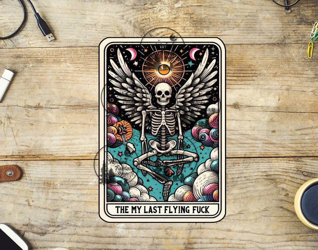 UVDTF My Last Flying F* Skeleton with Wings Tarot Card