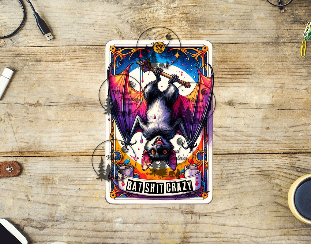 UVDTF Bat Shit Crazy Tarot Card