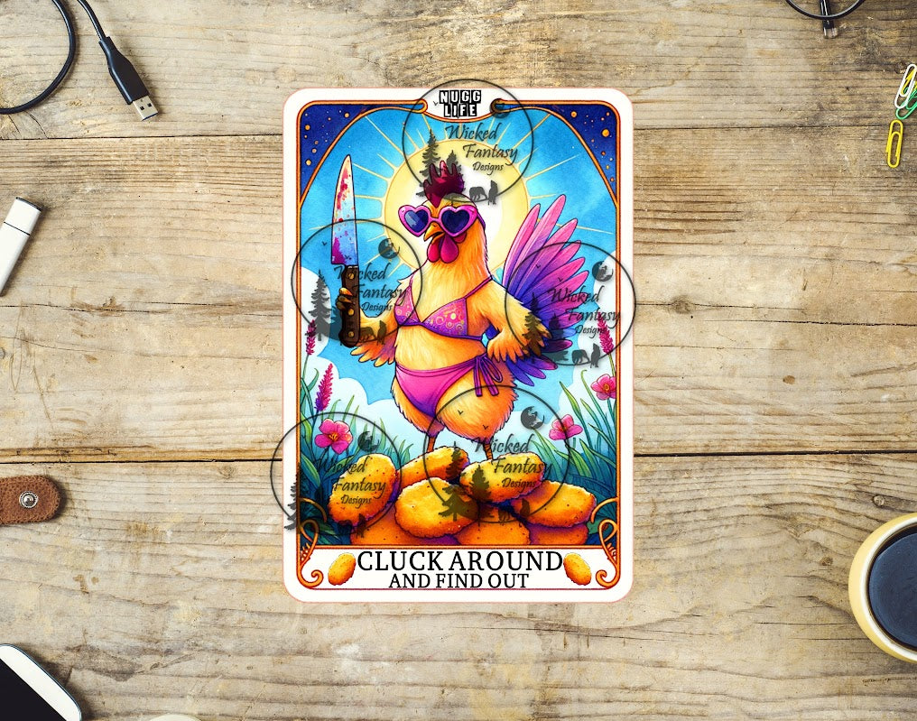 UVDTF Cluck Around and Find Out Chicken Tarot Card