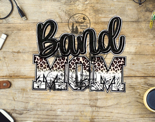 UVDTF Band Mom Leopard Print Black White Music Notes