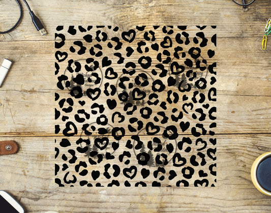 UVDTF Leopard Hearts Black 20oz 30oz 10"x10"