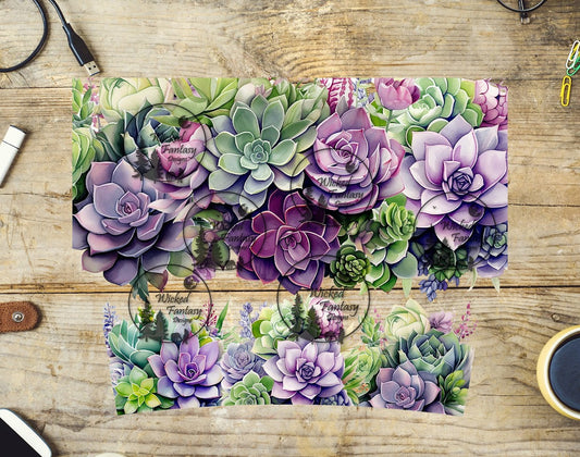 UVDTF Purple and Green Succulents Wrap Element 40oz 16oz