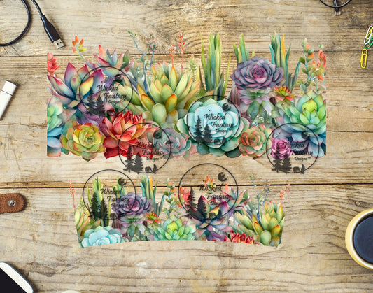 UVDTF Colorful Succulents 40oz Tumbler Wrap Element