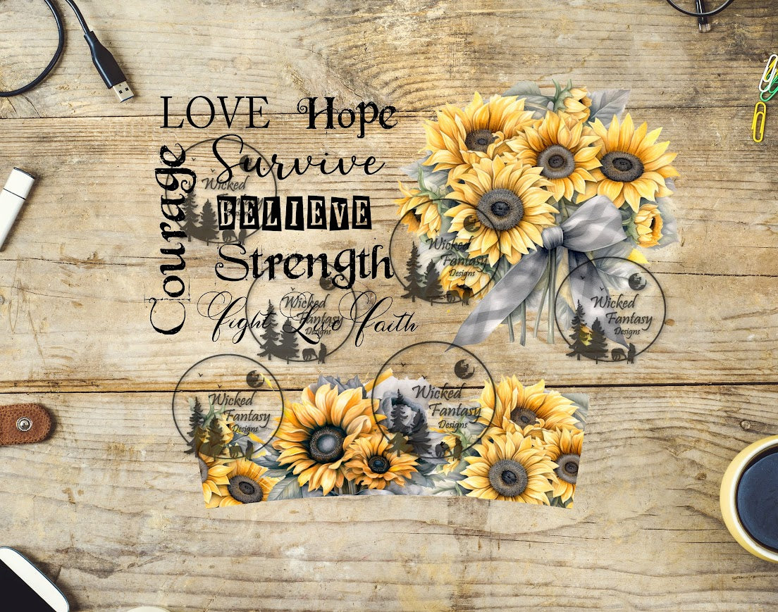 UVDTF Love Hope Sunflower Bouquet Wrap Element 40oz 16oz