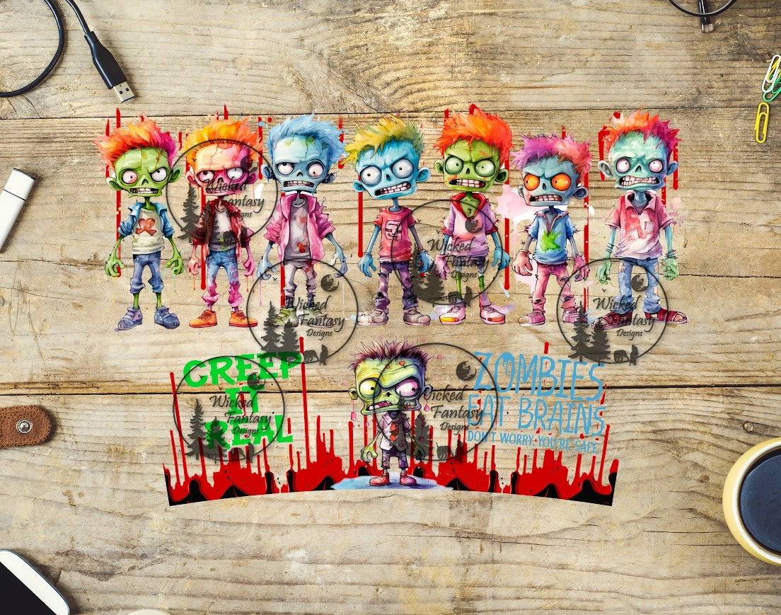 UVDTF Zombies Cartoon Wrap Element 40oz 16oz