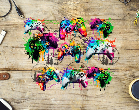 UVDTF Paint Splash Game Controllers Wrap Element 40oz 16oz