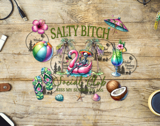 UVDTF Salty B* Social Club Beach Tumbler Wrap 20oz 30oz Element