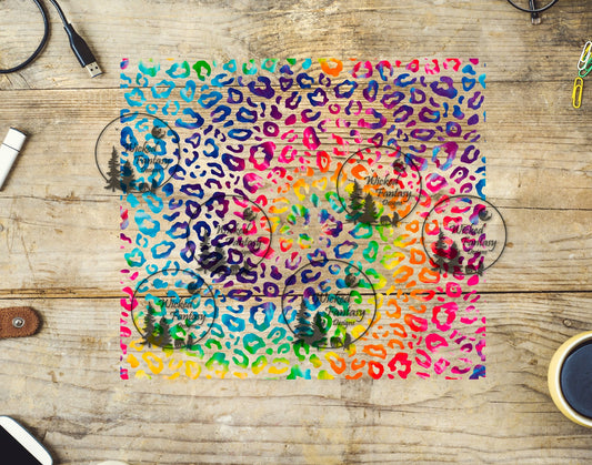 UVDTF Rainbow Tie Dye Leopard Print Wrap 20oz 30oz Element