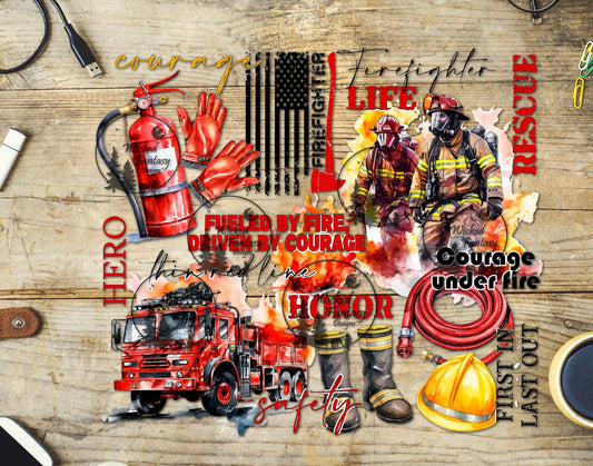 UVDTF Firefighter Tumbler Wrap 20oz 30oz Element