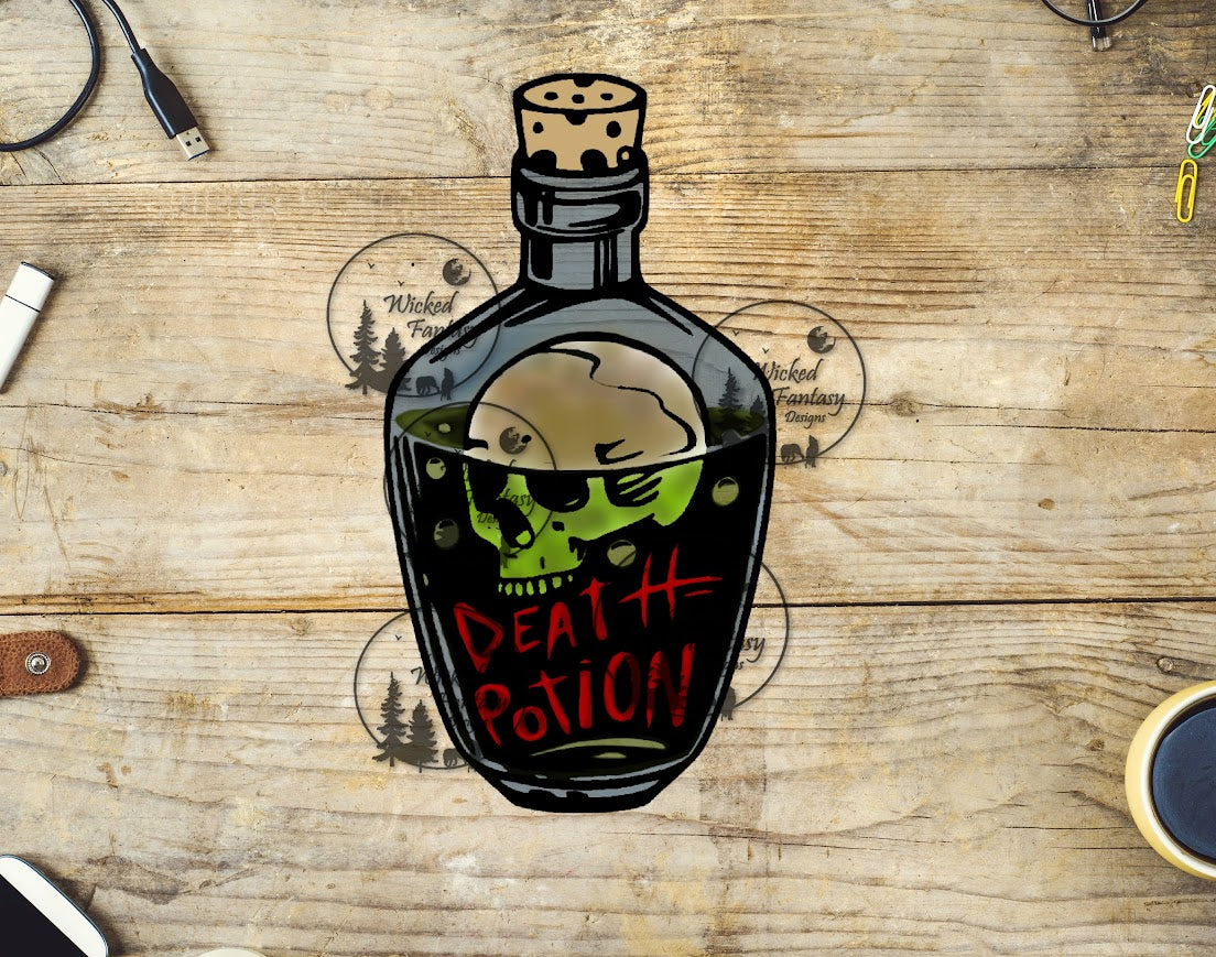 UVDTF Bottle of Death Potion with Skull