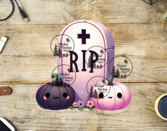 UVDTF Cute Cartoon Pumpkins and Headstone RIP