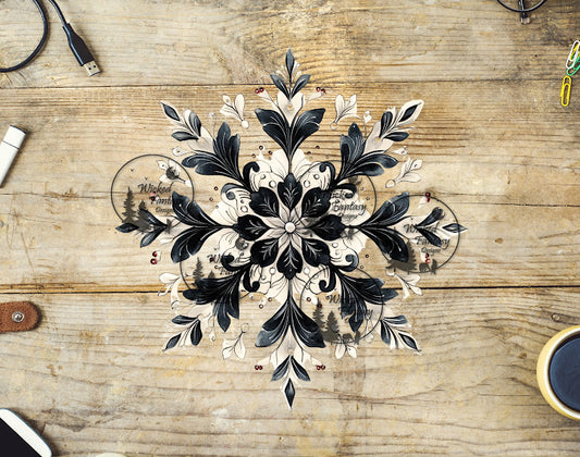 UVDTF Geometric Black and White Flower