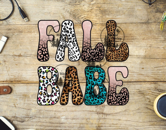 UVDTF Fall Babe Leopard Print Bubble Letters