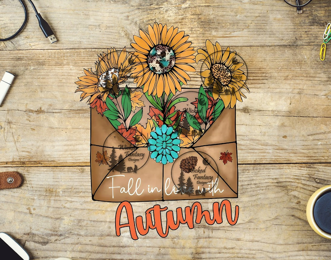 UVDTF Fall in Love with Autumn Sunflowers and Envelope