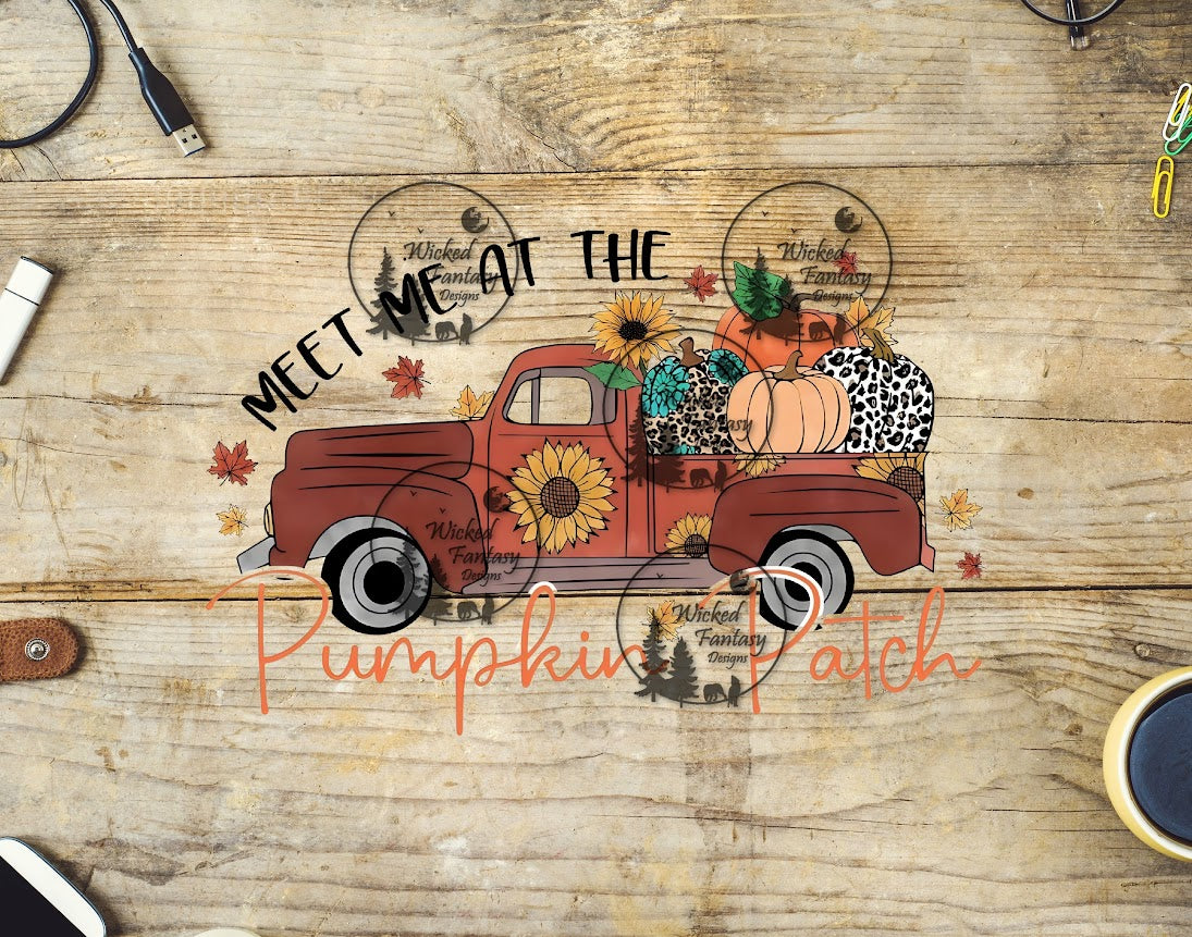 UVDTF Take Me to the Pumpkin Patch Vintage Orange Truck