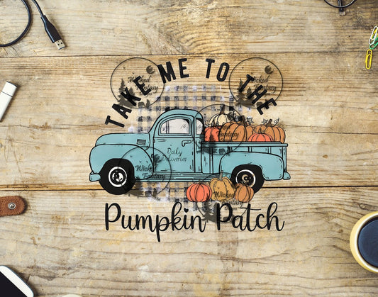 UVDTF Take Me to the Pumpkin Patch Vintage Blue Truck