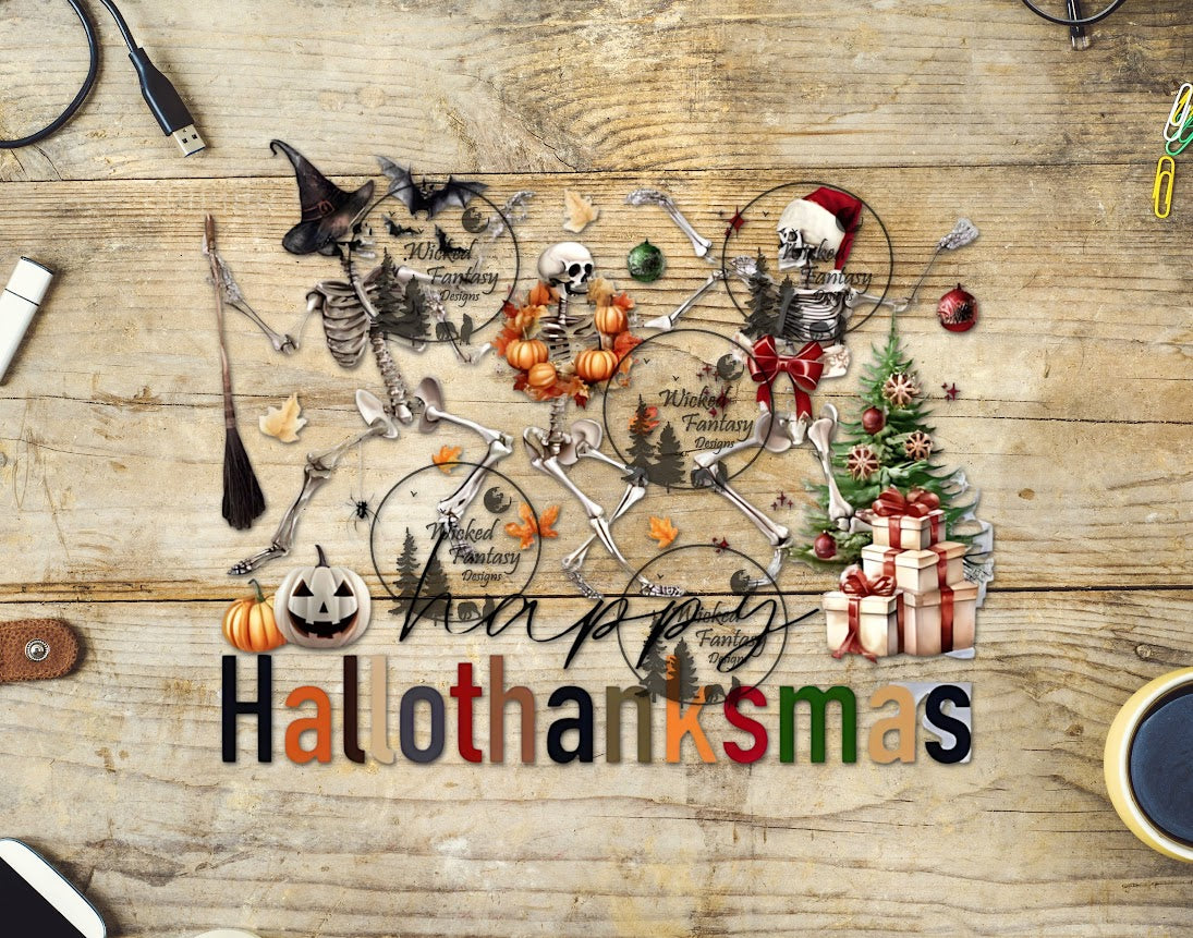 UVDTF Happy HalloThankMas Dancing Skeletons