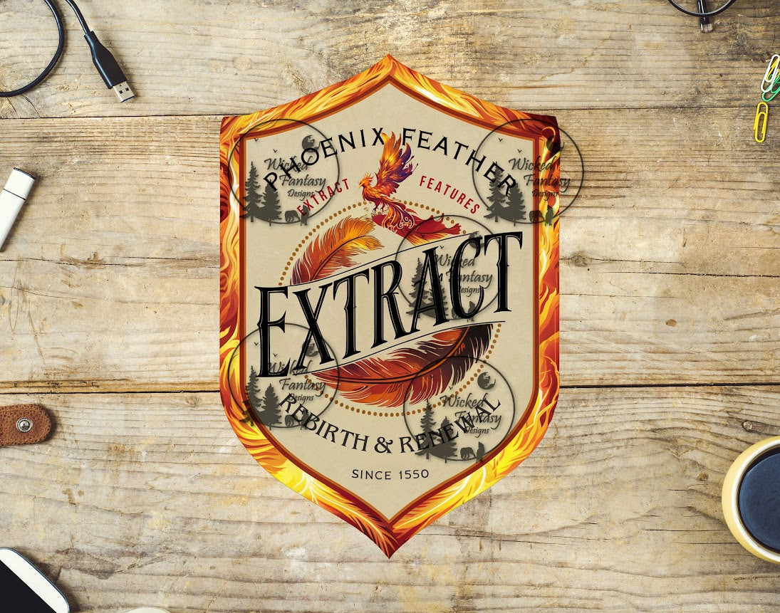 UVDTF Phoenix Feather Extract Label – Wicked Fantasy Designs