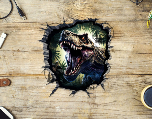 UVDTF Tropical T-Rex Roaring through Broken Hole