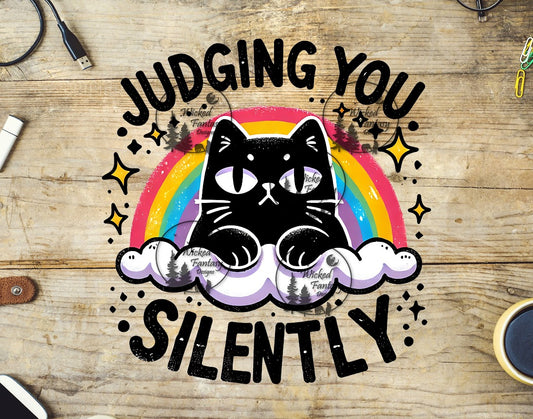 UVDTF Judging You Silently Cat with Rainbow