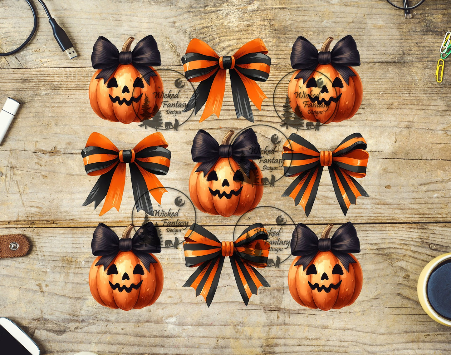 UVDTF Jack O' Lanterns and Bows Elements