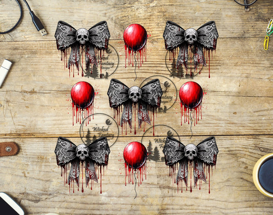 UVDTF Gothic Skull Bows and Dripping Balloons Elements