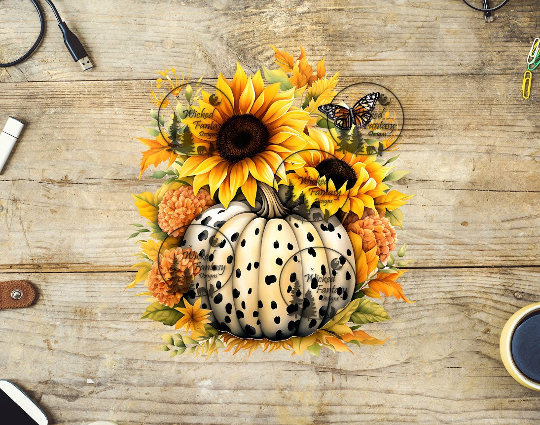 UVDTF Sunflowers and White Spotted Pumpkin