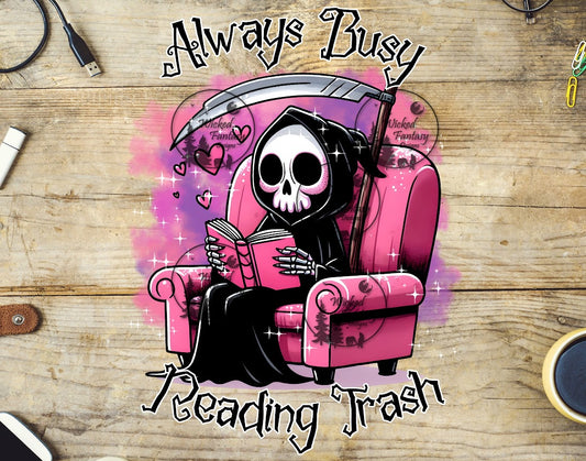 UVDTF Always Busy Reading Trash Cute Grim