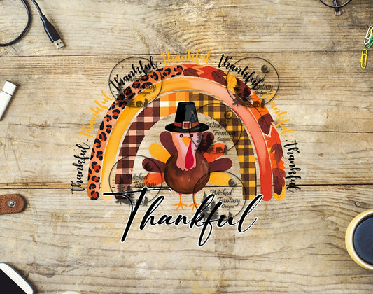 UVDTF Thankful Rainbow with Cute Turkey