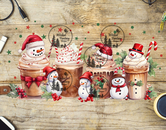 UVDTF Christmas Snowmen Lattes 16oz 40oz Tumbler Wrap Element