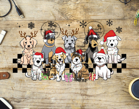 UVDTF Christmas Dogs in Santa Hats 16oz 40oz Tumbler Wrap Element